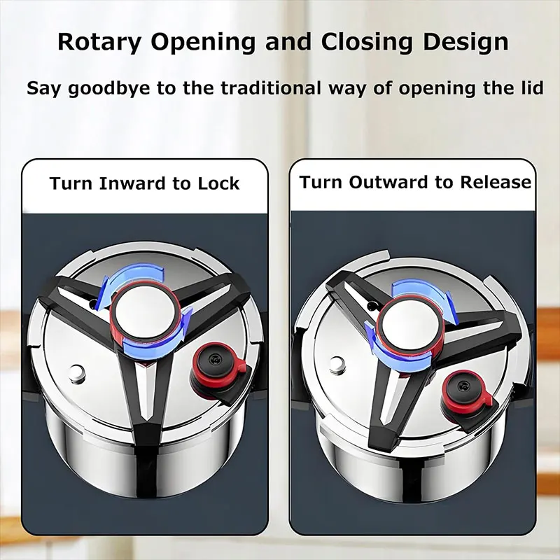 1.8L/2.4L Mini Pressure Cooker With Glass Lid One-Hand Rotating Lock Olla De Presion 3-In-1 Stainless Steel Pressure Cooker