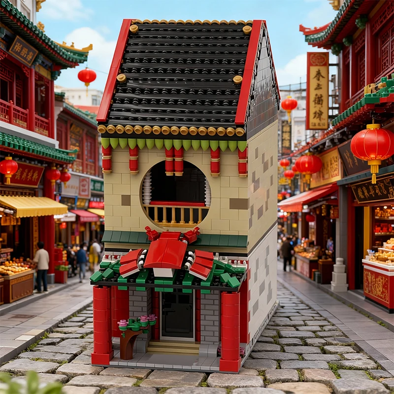 2486 PCS Building Brick Modular Chinese Restaurant MOC Customize Modular Building Block Kids Creative DIY Boy Festival Toy Gift