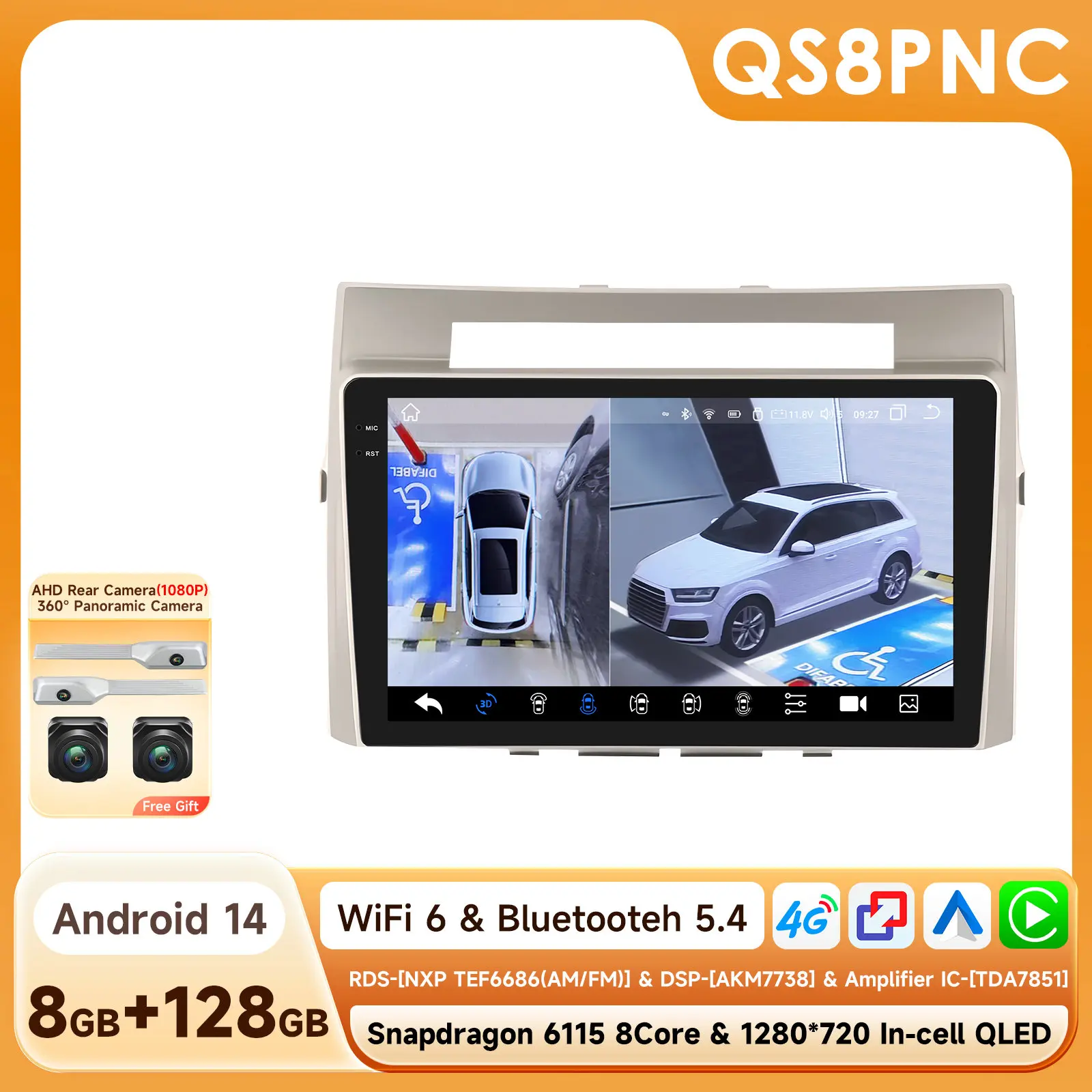 Hizpo Android 14 Autoradio Voor Toyota Corolla Verso AR10 2004-2009 Multimedia Video Auto Carplay Speler GPS 360 Camera DSP GPS