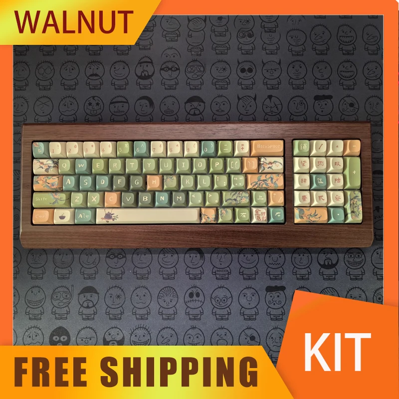 Black Walnut Keyboard Kit Custom Large Board Single Mode Hot Swap 80% North American Solid Wood Keyboard For Pc Accessory Gift