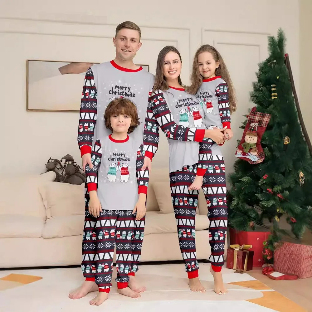 Christmas Family Matching Pajamas Sets Adult Kids Nightwear Tops+Pants Family Look Xmas Sleepwear Suits Baby Boys Girls Romper