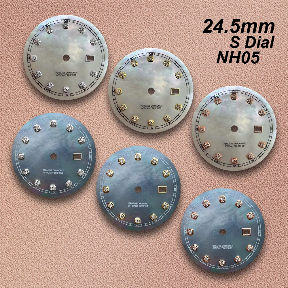 

24.5mm S Logo Diamond Shell Dial Fit NH05 Movement Ladies High Quality Watch Modification Accessories