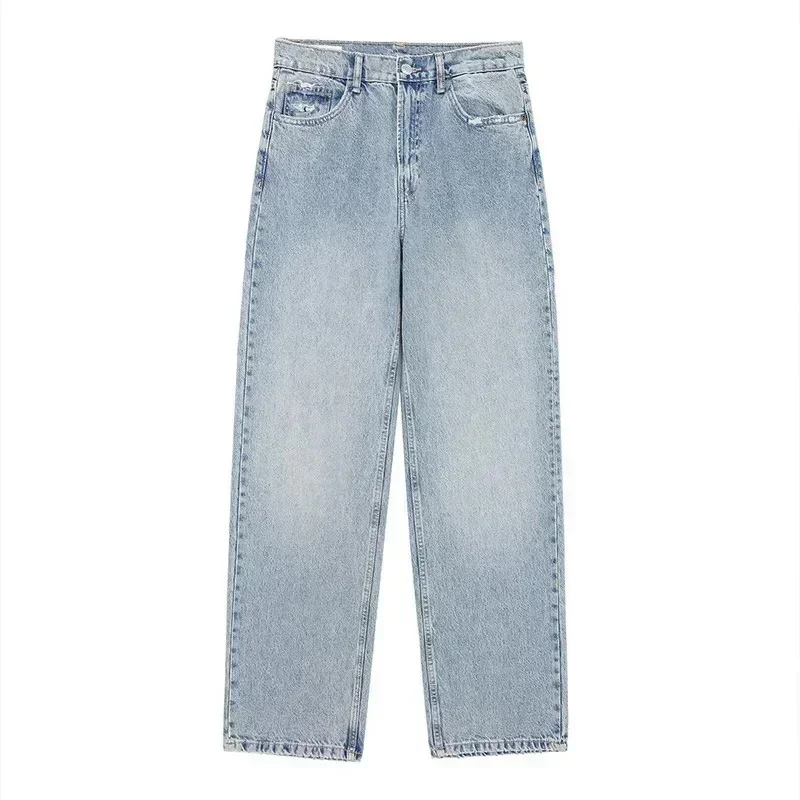 

Women Loose Fit Distressed Jeans Solid Gradient Color Casual Streetwear Pants with Ripped Details