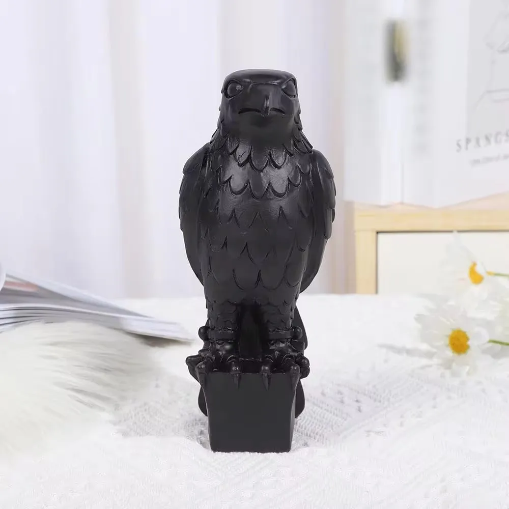 Creative Black Eagle Desk Ornament Resin Hawk Statue Animal Sculpture Home Office Desk Garden Decor Halloween Party Decoration