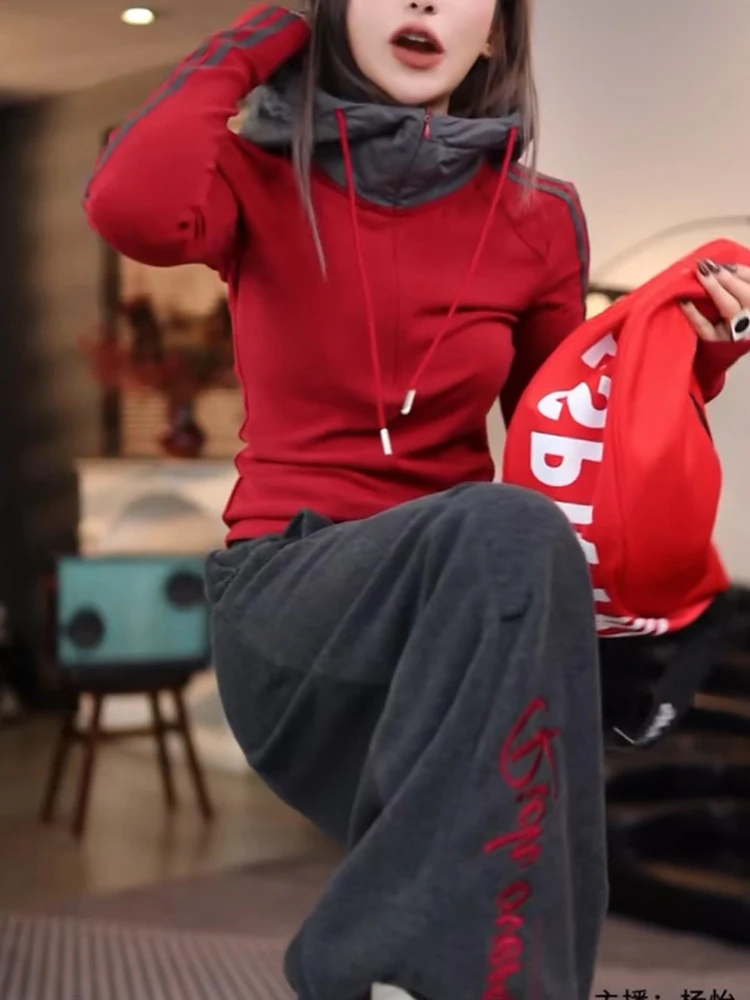 

Женская зимняя толстовка Slim Fit в американском стиле, новая модная уникальная модель, не повторяющаяся, утепленная, с длинными рукавами, с круглым вырезом