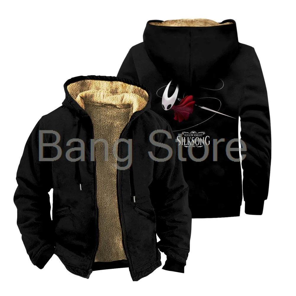 

Hollow Knight Silksong Merch Zipper Jacket Unisex Long Sleeve Thickened Winter Parka Streetwear Coat