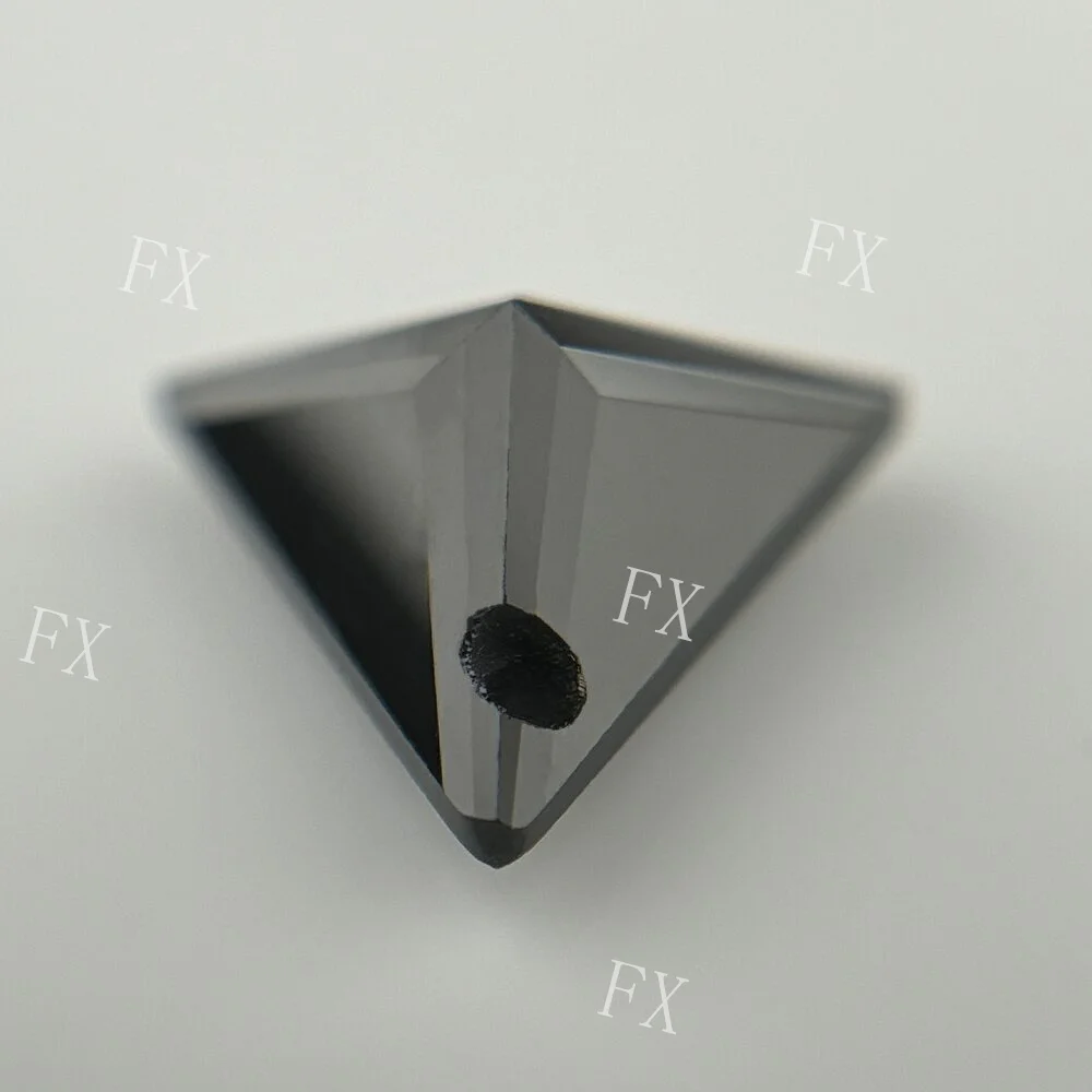 Single Hole 5x5mm~12x12mm Triangle Shape Black Cubic Zirconia Stone Brilliant Cut Loose CZ Synthetic Gems