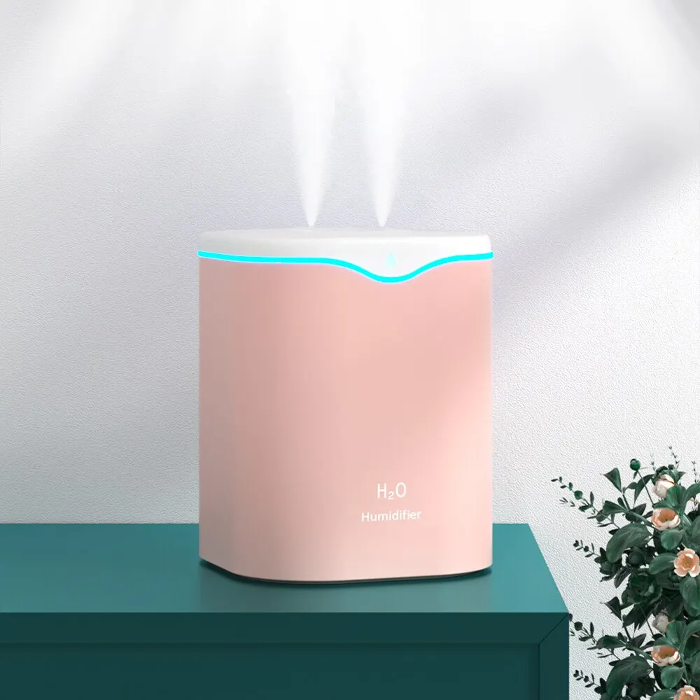 New USB Double Spray Humidifier Home USB Desktop Small Humidifier 2L Capacity Portable Clean Air Humidifier