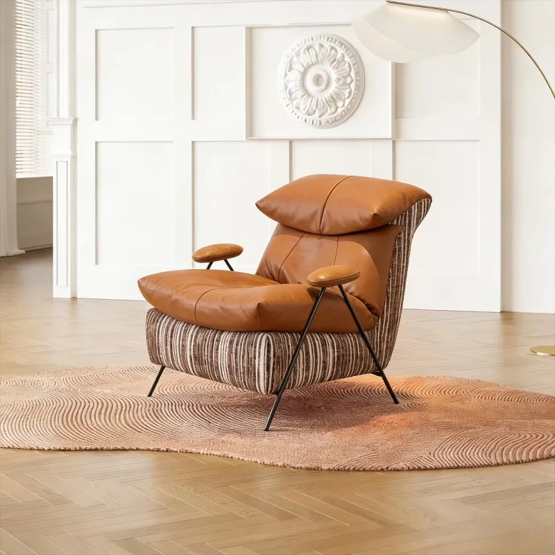 Modern single sofa chair antique retro single designer leather cloth haute couture living room bedroom leisure chair