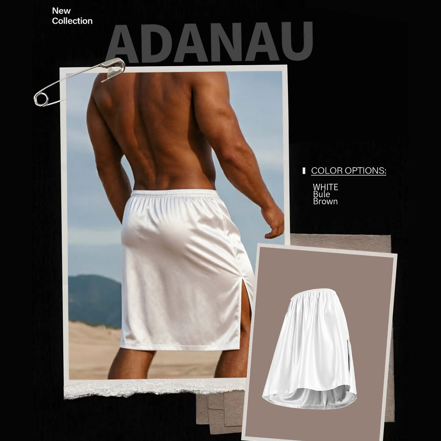Summer Men Ice Silk Bath Skirt Thin Satin One Piece Loungewear Breathable Loose Nightgown Casual Home Wear Can Be Worn Outside