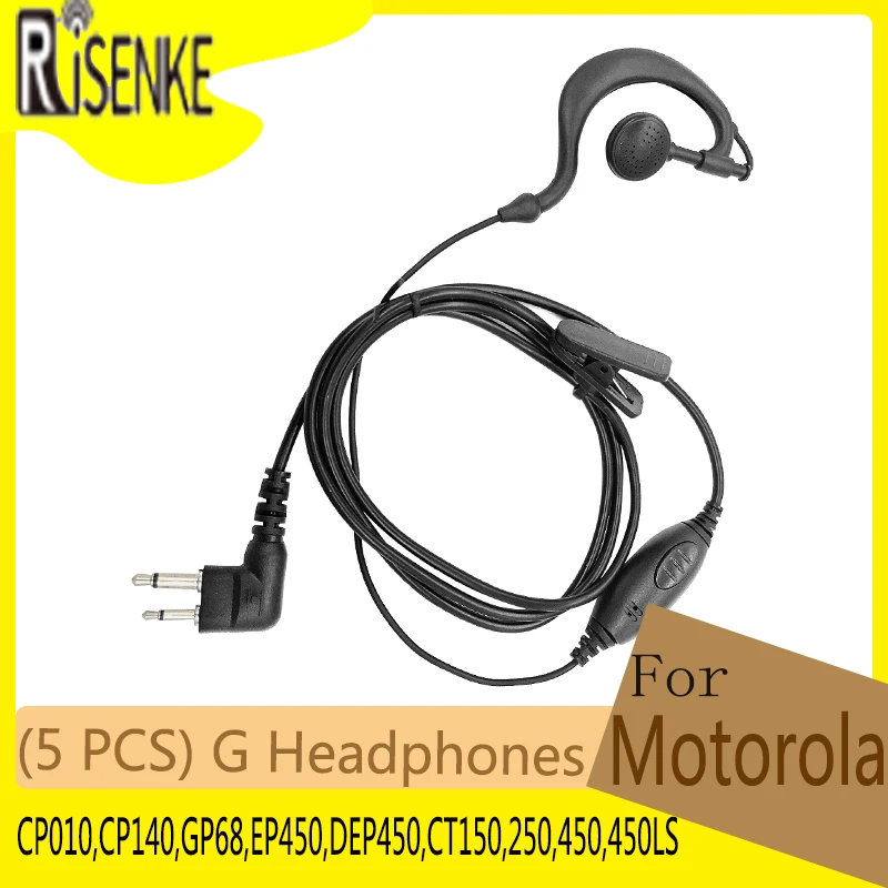 

G Headphones for Motorola, Walkie Talkie Earpiece, Microphone Headset, CP010,CP140,GP68,EP450,DEP450,CT150,250,450,450LS, 5 Pcs