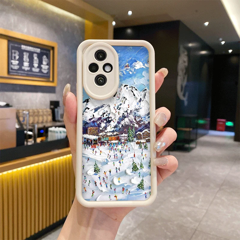 النفط اللوحة الفن الثلوج مشهد التزلج جراب هاتف لهواوي نوفا 11i 10 9 SE P20 P30 برو Y70 Y90 ماتي 50 40 30 برو 5G غطاء ناعم #3