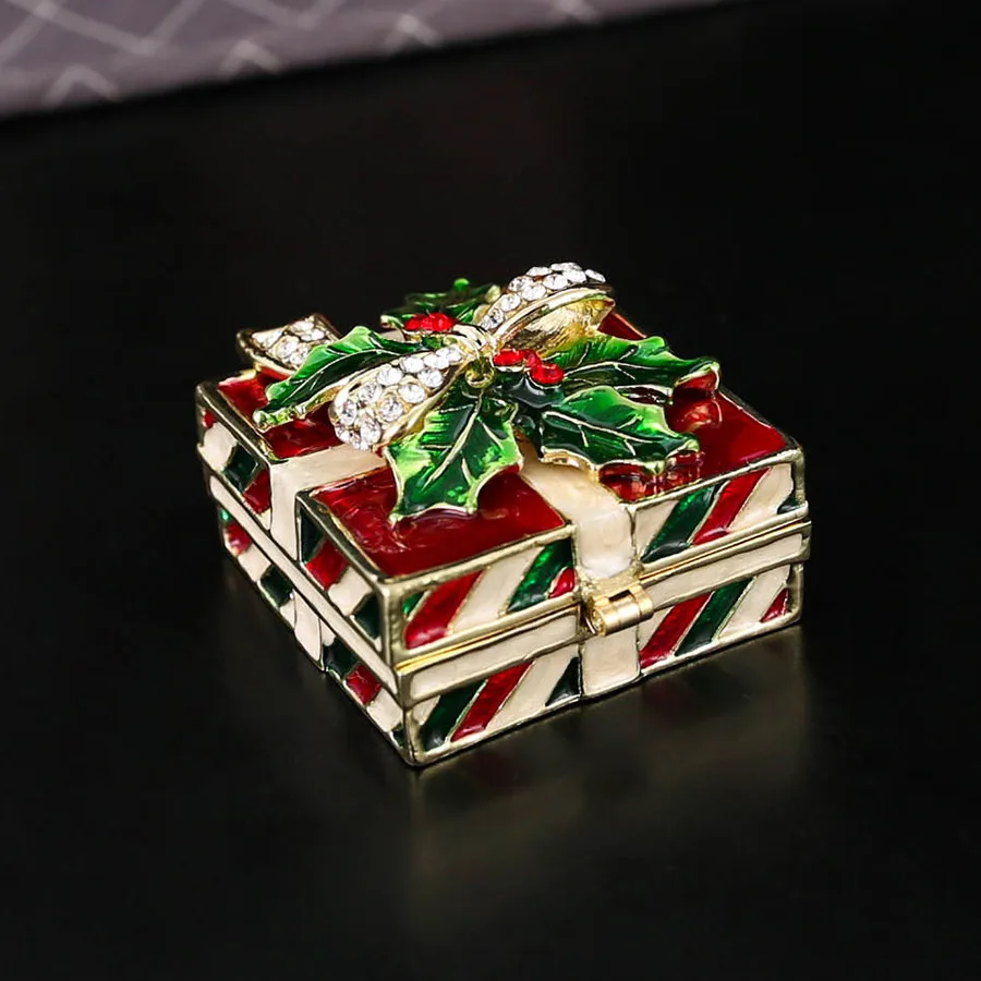 Vintage Metal Bow-knot Jewelry Box Square Ring Earrings Jewelry Organizer Gift Box for Women Girls Valentine's Day gift