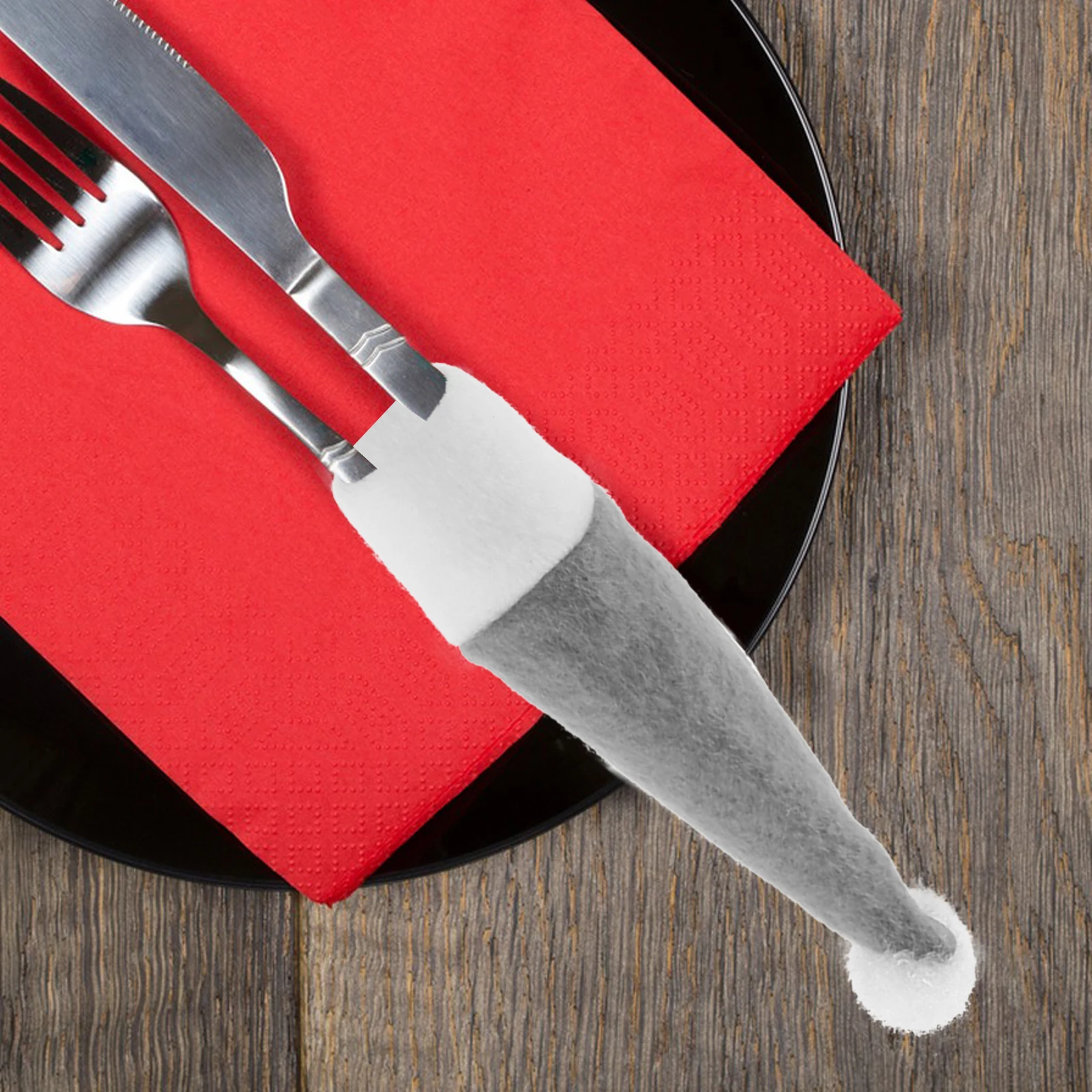 

24pcs Christmas Bottle Caps Cute Tableware Covers For Forks Cutters Protection Large Storage Pouch Party Favor Gift Bag Holiday