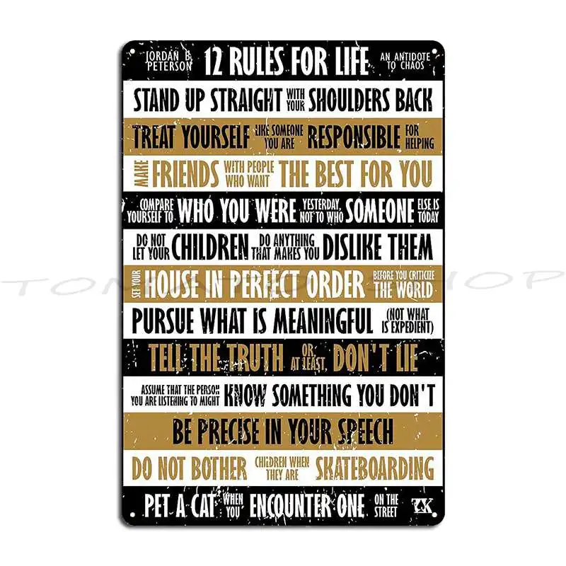 12 Rules For Life Metal Plaque Poster Cinema Painting Party Designer Tin Sign Poster