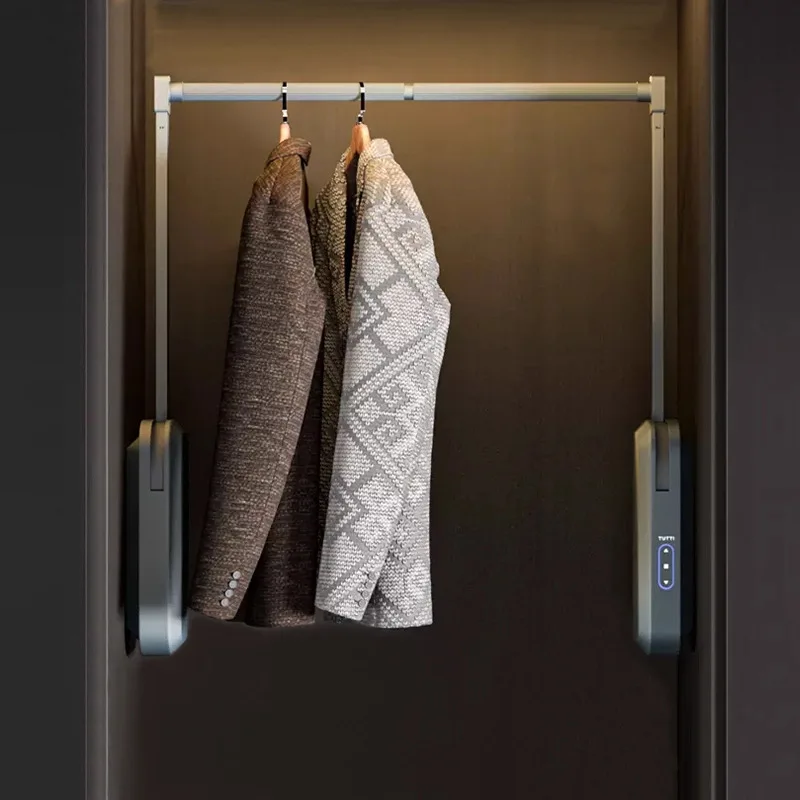 Wardrobe Electric Lifting Clothes Rod Pull-down Intelligent Voice Cloakroom Cabinet Cabinet Telescopic Clothes Rod Hanger