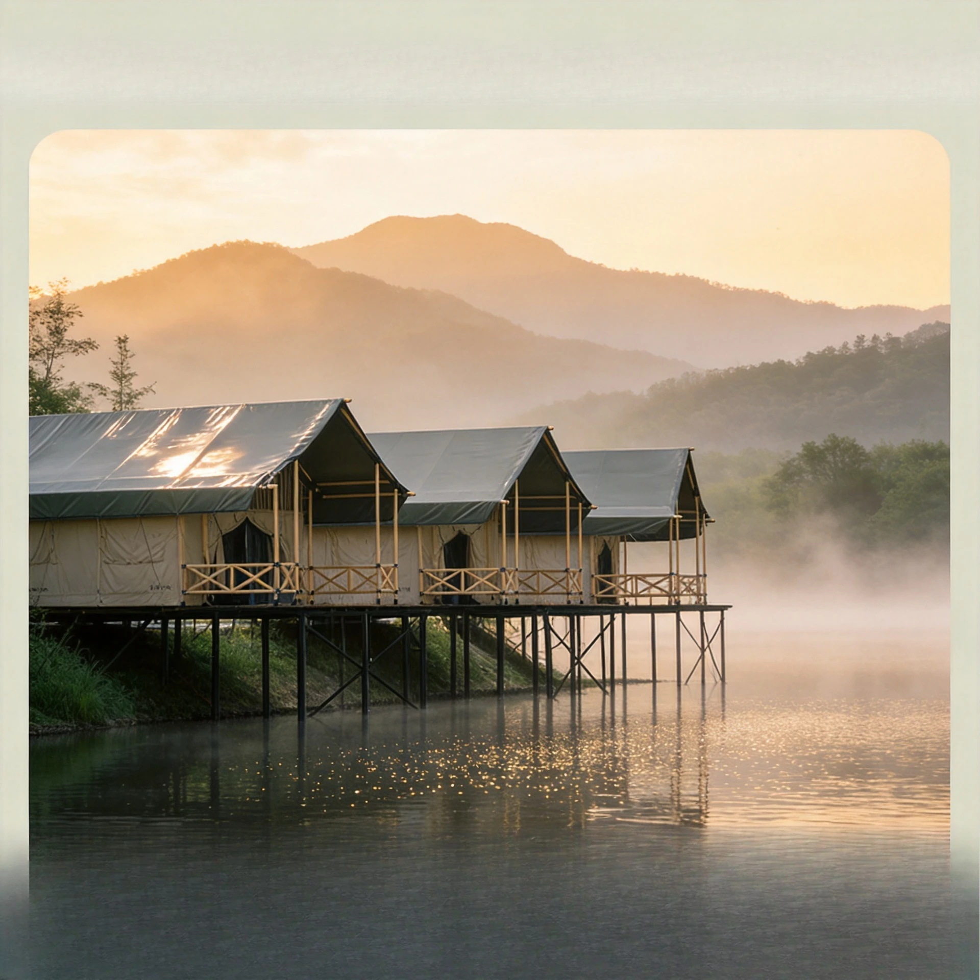 Tent Hotel Outdoor Camping B & B Resort Camping Waterproof Wind Resistant Solid Wood Canopy Universal in All Seasons
