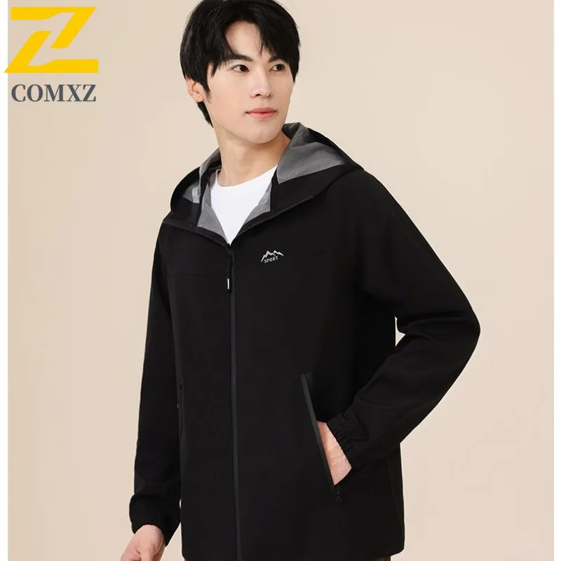 

COMXZ Luxury Jacket New Casual Hooded Outdoor Climbing Windproof Coat Casual Solid Color Slim Fit Wear Resistant Autumn Wear