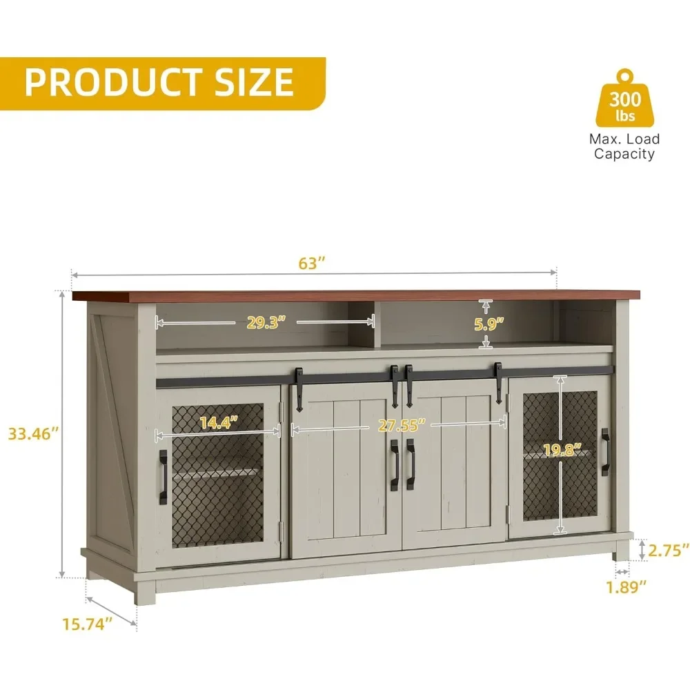 Farmhouse Sideboard Buffet Cabinet, 63