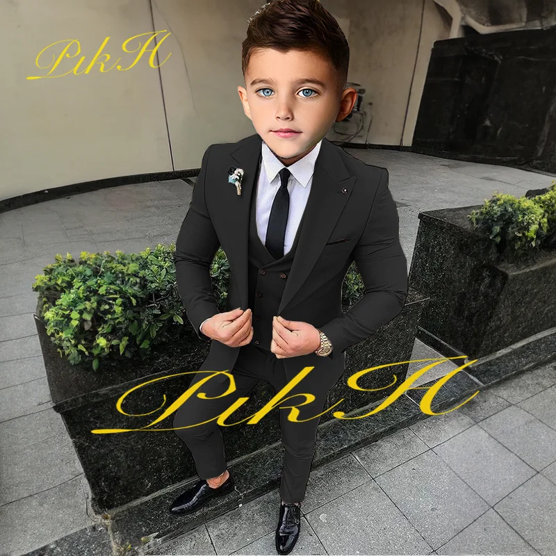 Suit for Boys Wedding Tuxedo Jacket Vest Pants 3-Piece Khaki Kids Complete Clothes Blazer Child costume enfant garçon