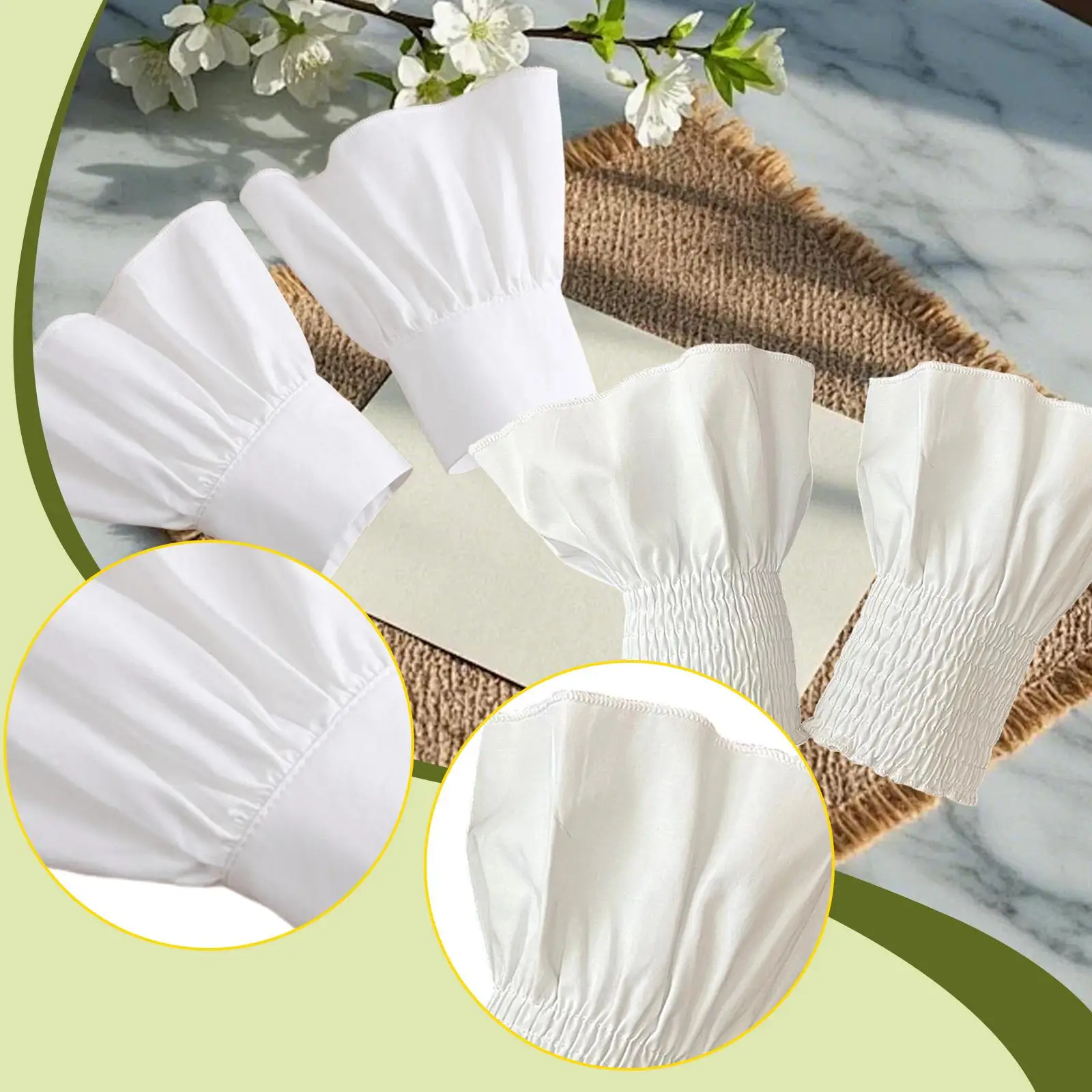 

Ruffle Wrist Cuffs Skin Friendly Trendy Fake Cuffs Lightweight Elegant White