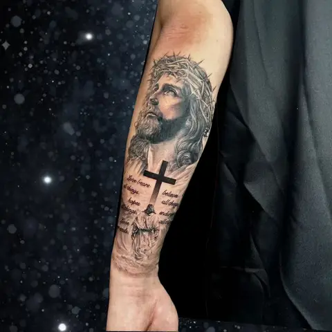 Jesus on the Cross Herbal Juice Temporary Tattoos Durable Waterproof Fake Tattoo Body Art Tatoo Body Stickers Last for 15 Days