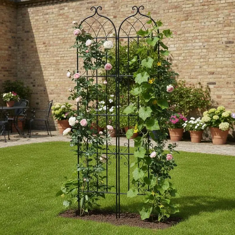 

Plant Support Frame 87 x 20 in For Courtyards Lawns Gardens, 2 Packs Metal Lattice Structure Decorative Rose Clematis Vine Cucumber Vertical Growth Stand