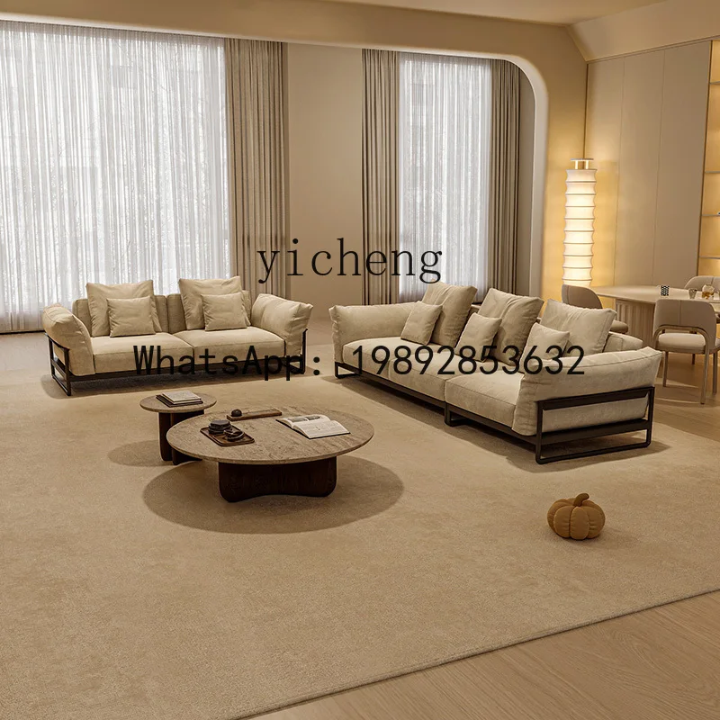AB  fabric sofa living room small apartment straight  tall steel frame modern and simple