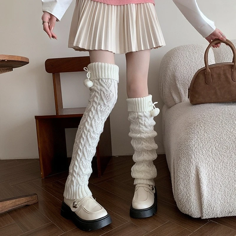 

Гетры в японском стиле в стиле Харадзюку Y2K, осенне-зимние вязаные теплые гетры в стиле Лолиты, длинные носки до икры для девочек, женские чехлы для ног