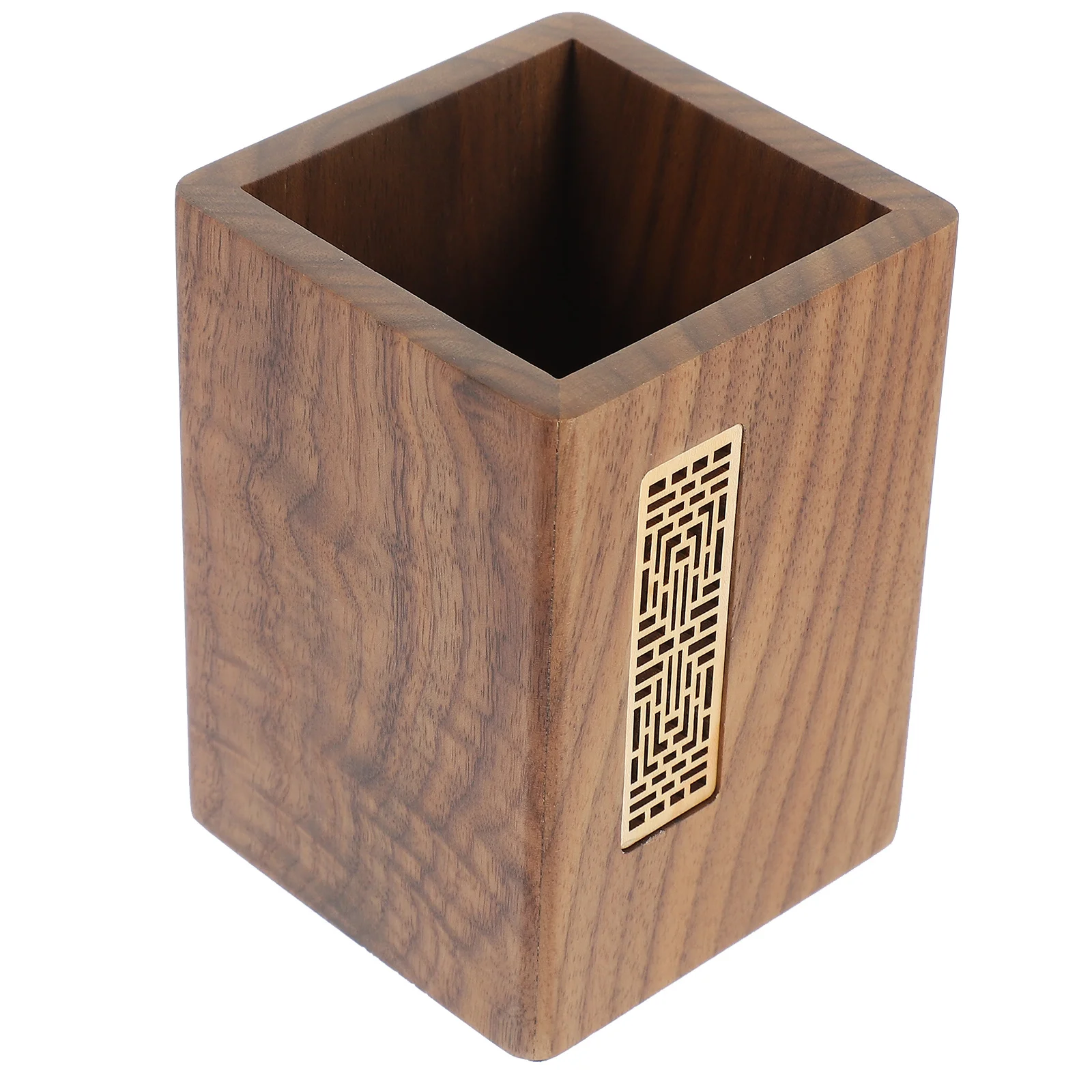 Solid Wood Pen Holder Japanese Style Decorative Brush Pot Large Capacity Pencil Storage Container Office Desktop Organizer