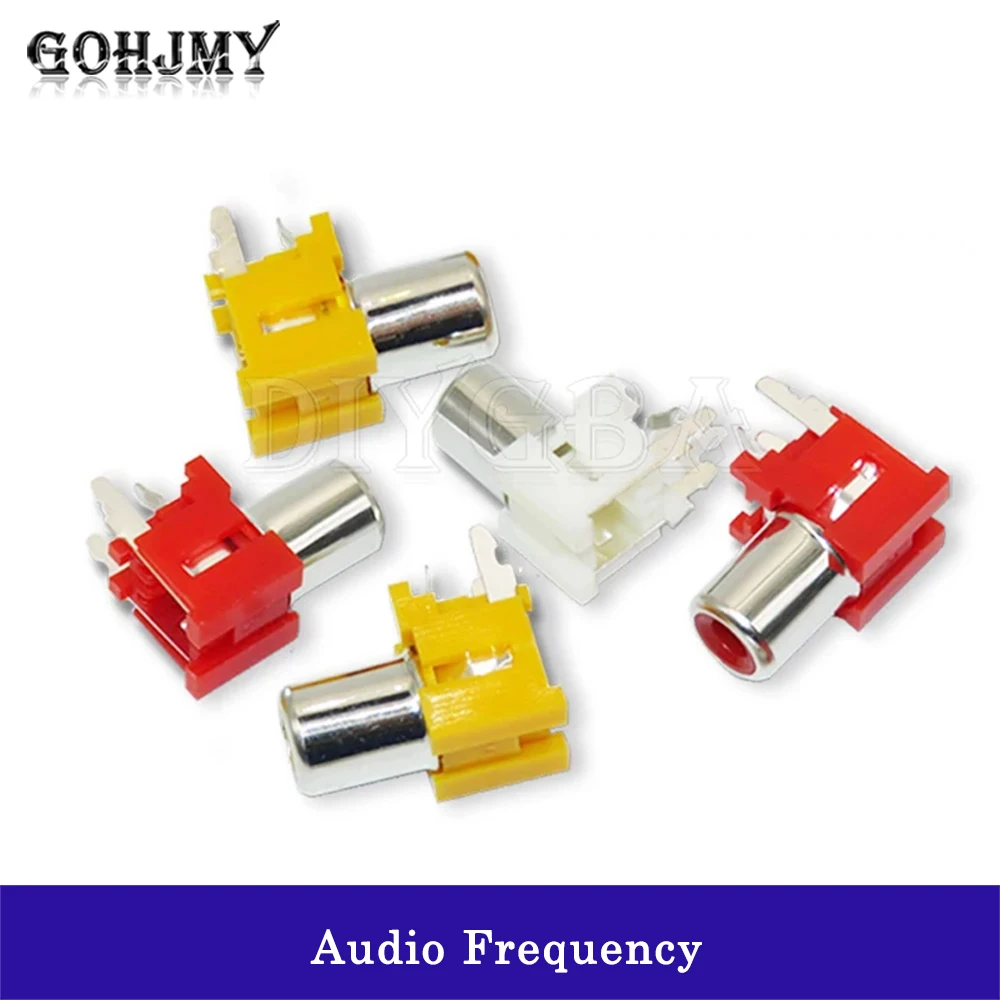 10PCS RCA Connector 1 Way/1 Hole Audio Female Jack AV Audio Input Socket Red Yellow White Lotus Amplifier Interface Signal