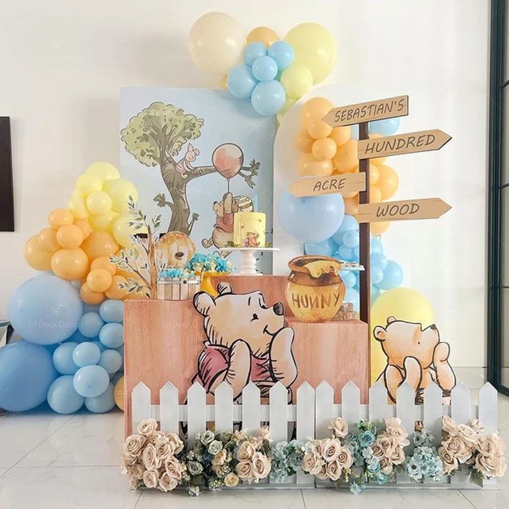 1Zestaw balonów z motywem Kubuś Puchatek z niebiesko-żółtym balonem lateksowym Urodziny dla dzieci Baby Shower