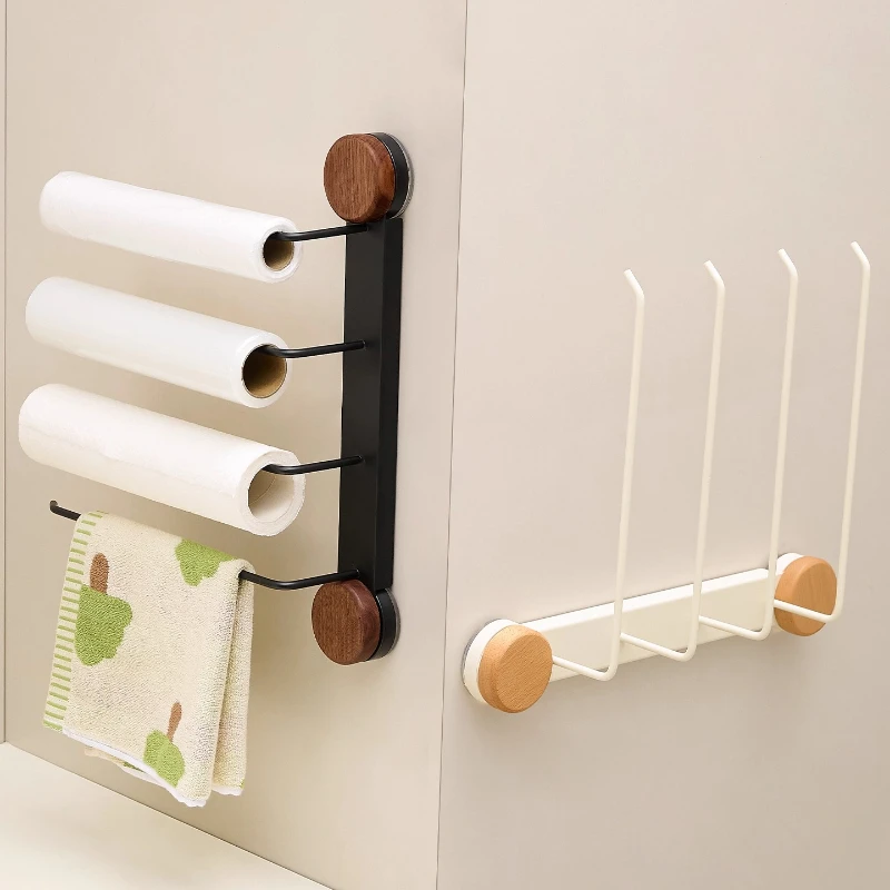 

Suction cup kitchen paper hanger refrigerator plastic wrap storage rack fresh-keeping bag roll paper rack rag rack paper