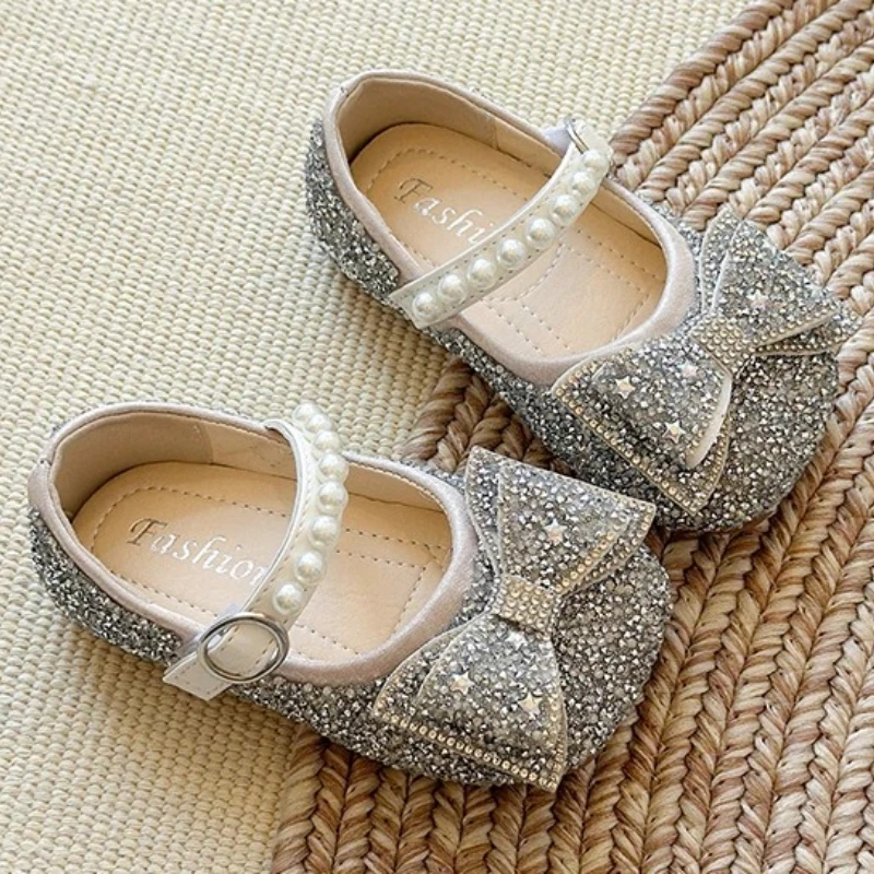 

Star Paillette Rhinestone Ballet Flats Kid Girls Bling Glitter Bowknot Mary Janes Baby Child Silver Sequins Princess Zapatos