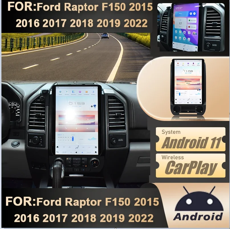 

14.4" Android 13 Car Radio For Ford F150 2013-2014 Tesla Style Navigator Carplay Qualcomm Solution Retains Original Features 5G