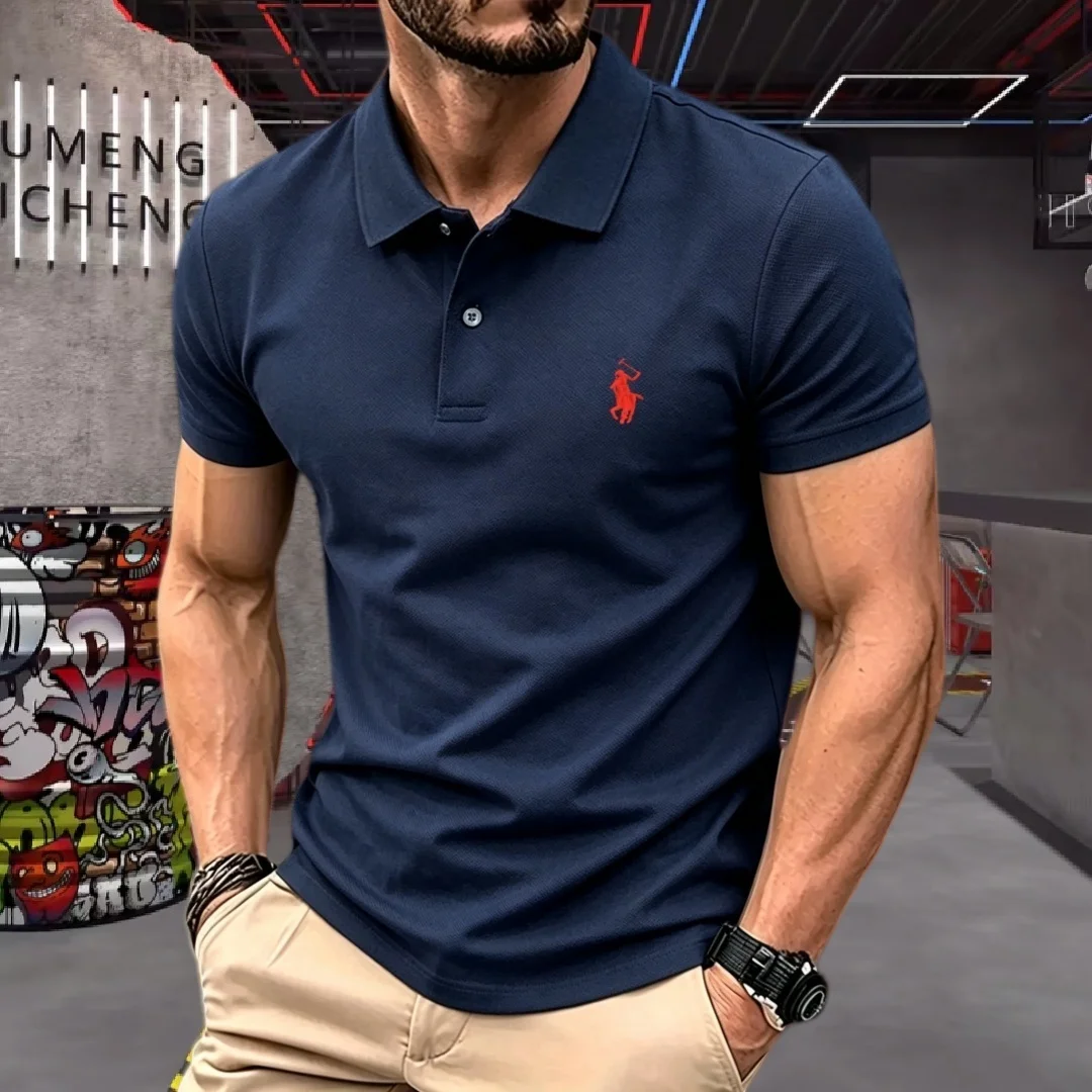 High end brand men's short sleeved polo shirt 2026summer fashion luxury pony embroidery design boutique golf top casual T-shirt