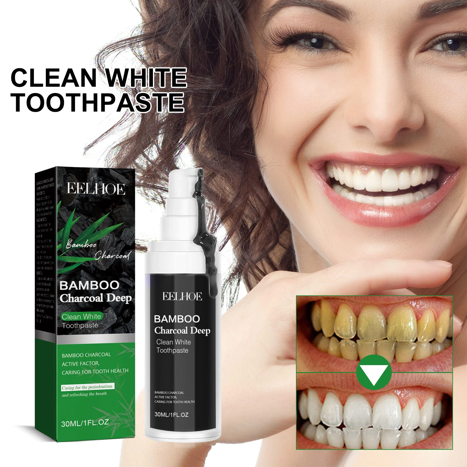 Bamboo Charcoal Whitening Toothpaste For Teeth Whitening,Support Gum Health And Teeth Cleaning,Teeth Stain Removal Toothpaste