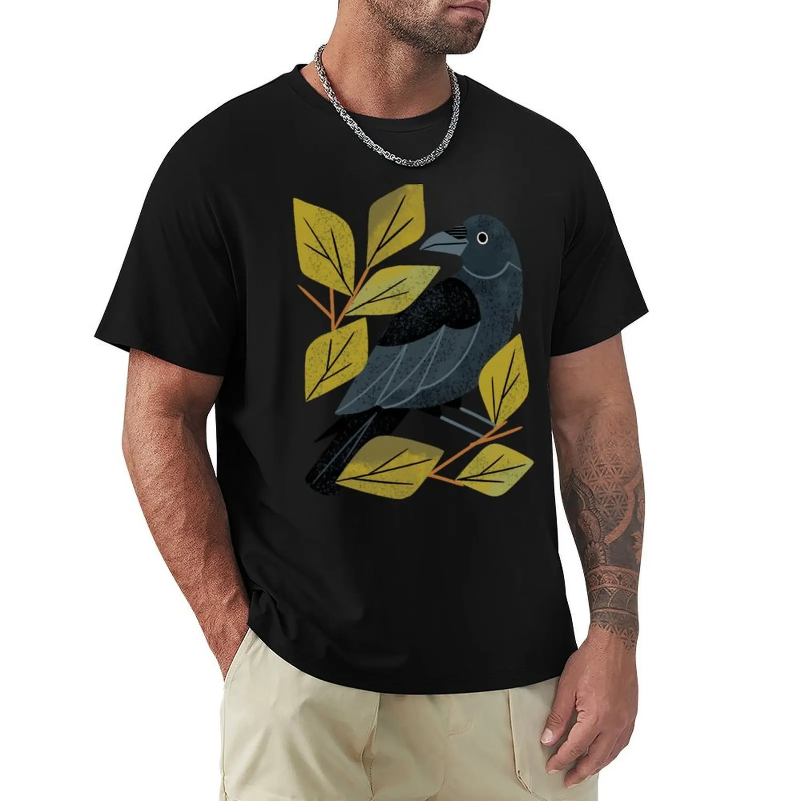 Perching Raven T-Shirt t shirt for man 100 percent cotton T-Shirt