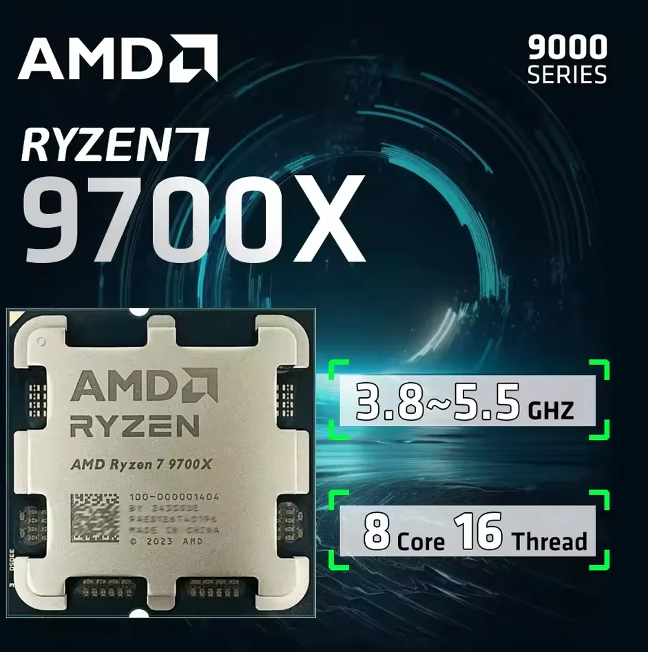 Image 4: Processeur AMD Ryzen 7 9700X 5,5 GHz 8 cœurs 16 threads 40 Mo 4 nm TDP 65 W socket AM5 CPU gaming Zen 5