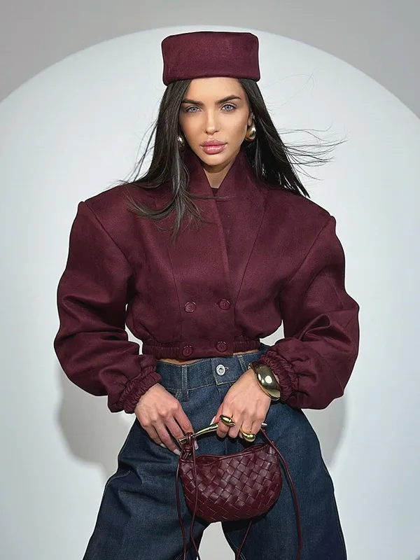 

Women's Double-Breasted ort Jaet V-Ne Slim Fit European Sle Polyester Fabric Long Sve Coat without Brand