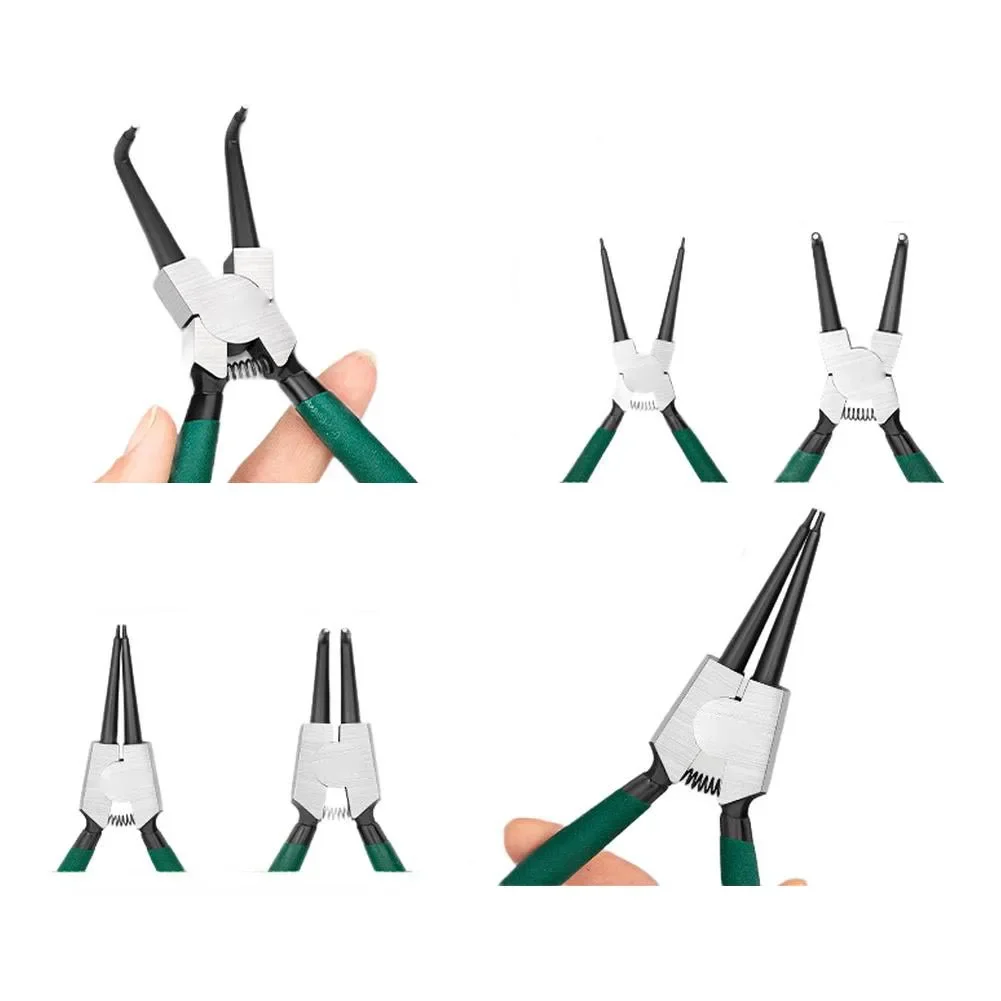 

Набор 7-дюймовых плоскогубцев для стопорных колец, инструмент для снятия стопорных колец, набор плоскогубцев с прямыми изогнутыми стопорными кольцами, комплект плоскогубцев, 7-дюймовый