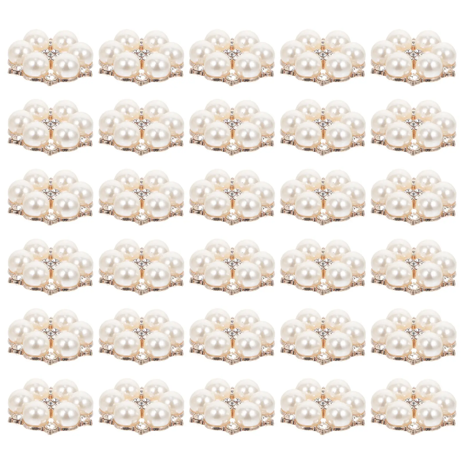 

30Pcs Pearl Flower Button DIY Embellishments for Clothes Hair Case Brooch Dress Rhinestone Decor Pearl Flower Button
