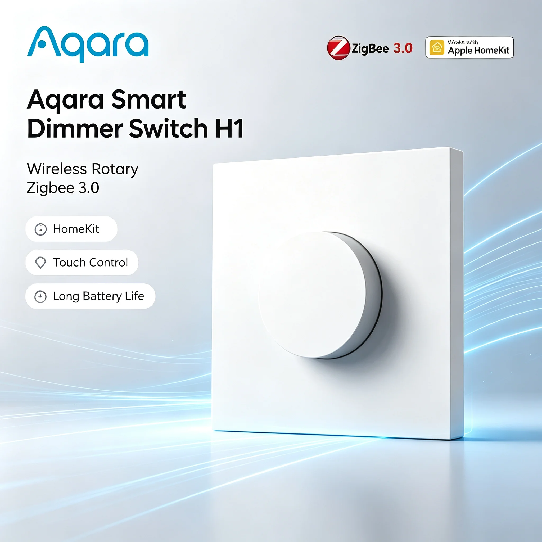 Aqara H1 Wireless Smart Rotary Knob Switch Zigbee 3.0 Smart Dimmer for Light Brightness and Curtain Control Works with HomeKit