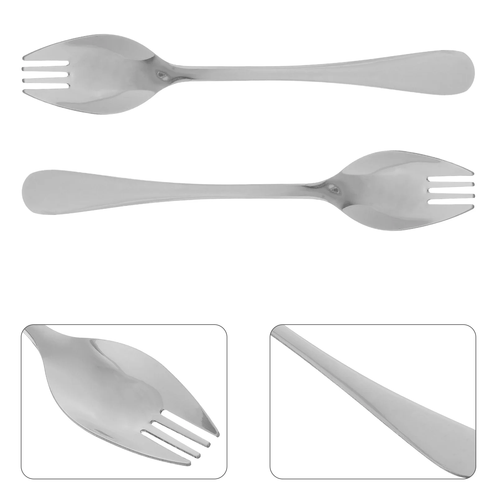 

15Pcs Stainless Steel Spork Multipurpose Long Handle Fruit Fork Salad Dessert Spoon Pasta Snacks Flatware for Outdoor Use