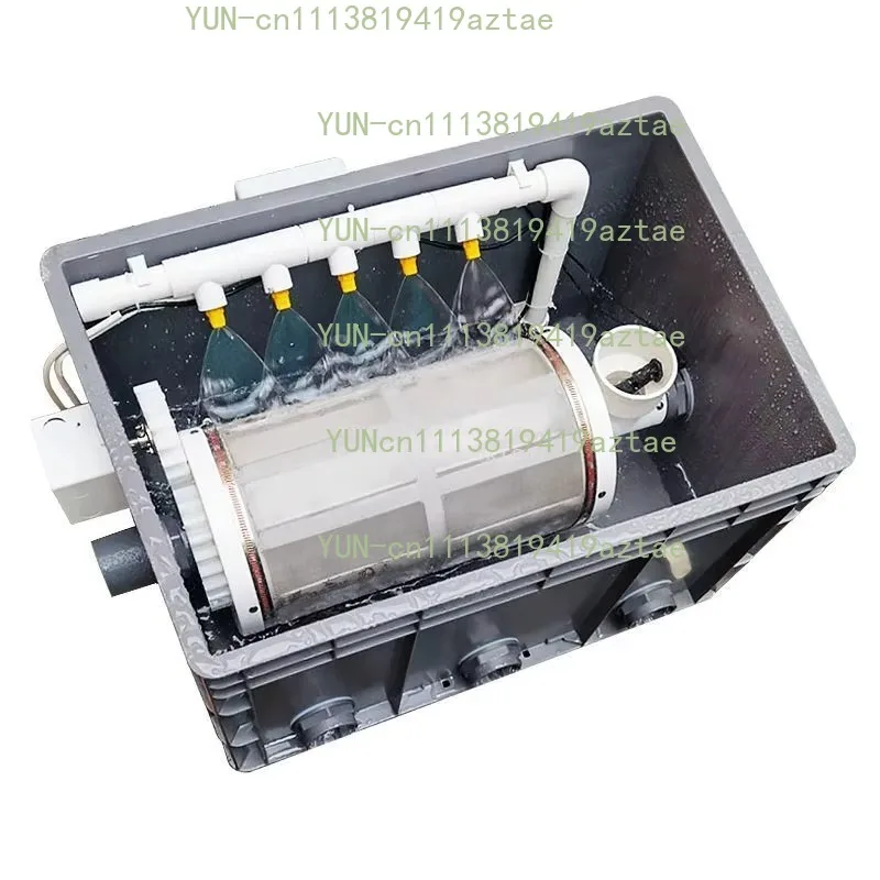 Micro‑drum Pond Filtration Device, Biological Water Treatment System for Koi Fish Pond Aquaculture Application