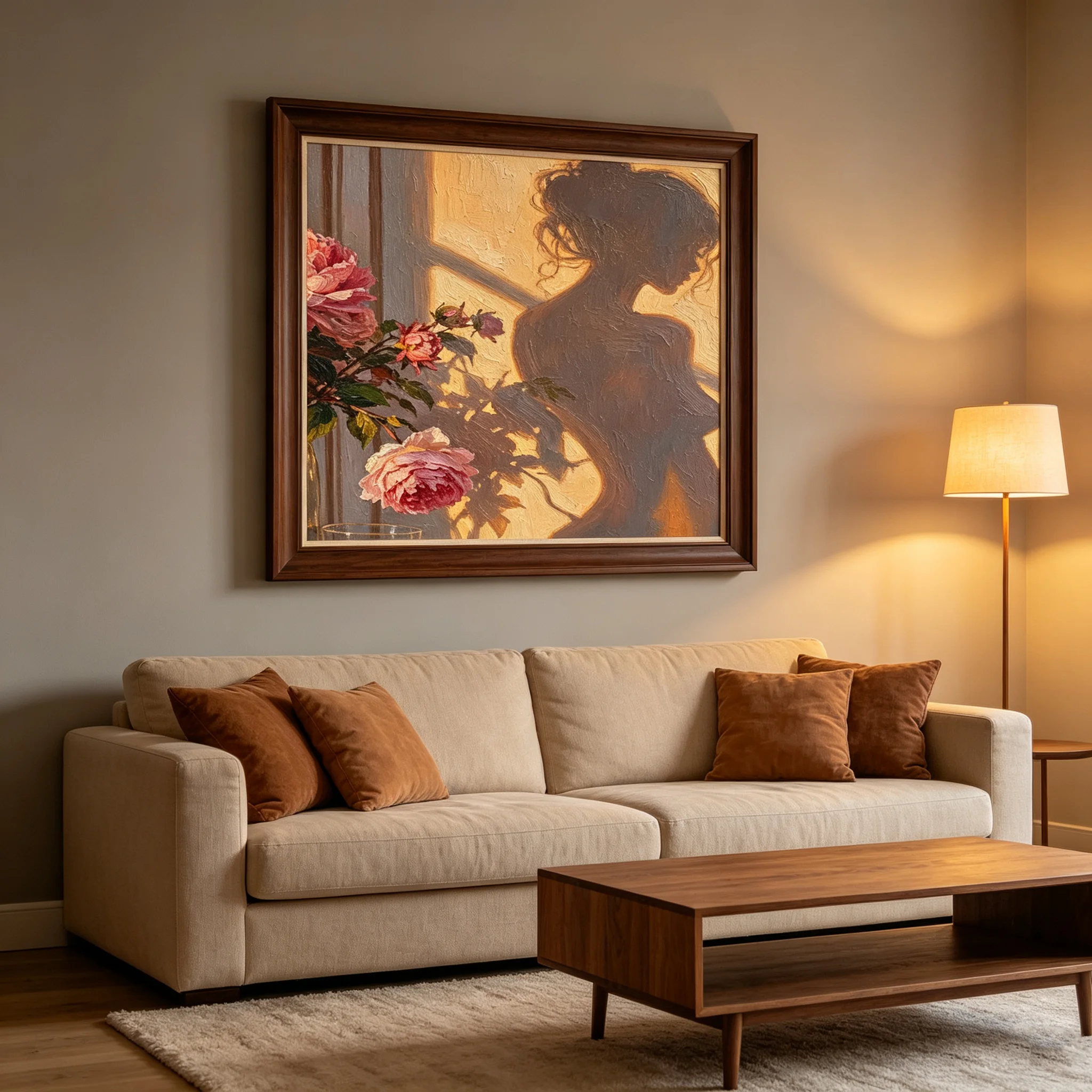 Sexy Women Shadow People Art Poster Peony Flower Female Painting Poster Wall Arts Prints Picture for Bedroom Decorative