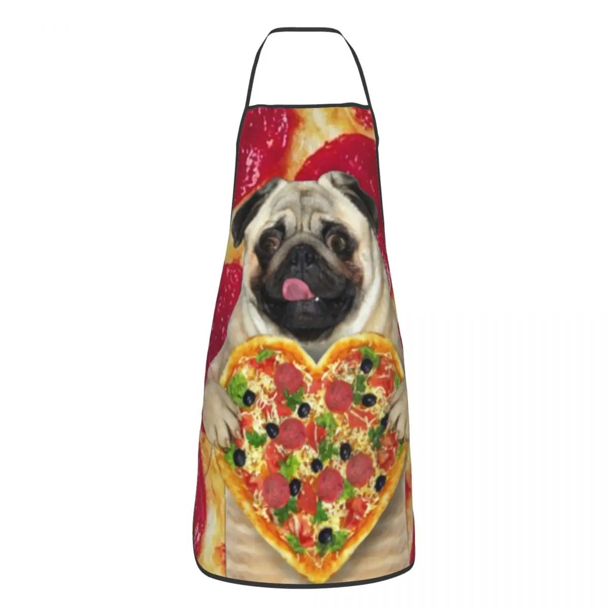 Unisex Funny Pug Love Pizza Kitchen Chef Cooking Baking Apron Men Women Animal Tablier Cuisine for Gardening