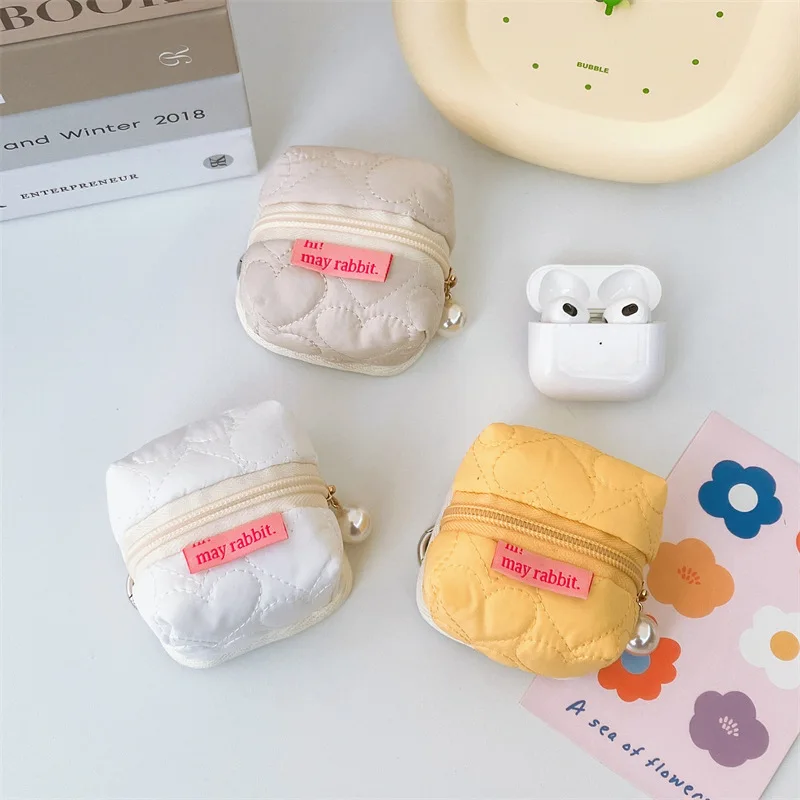 Candy Color Square Three-dimensional Mini Coin Purse CuteWireless Earphone Bag Protective Mini Storage Bag Key Small Wallet Girl