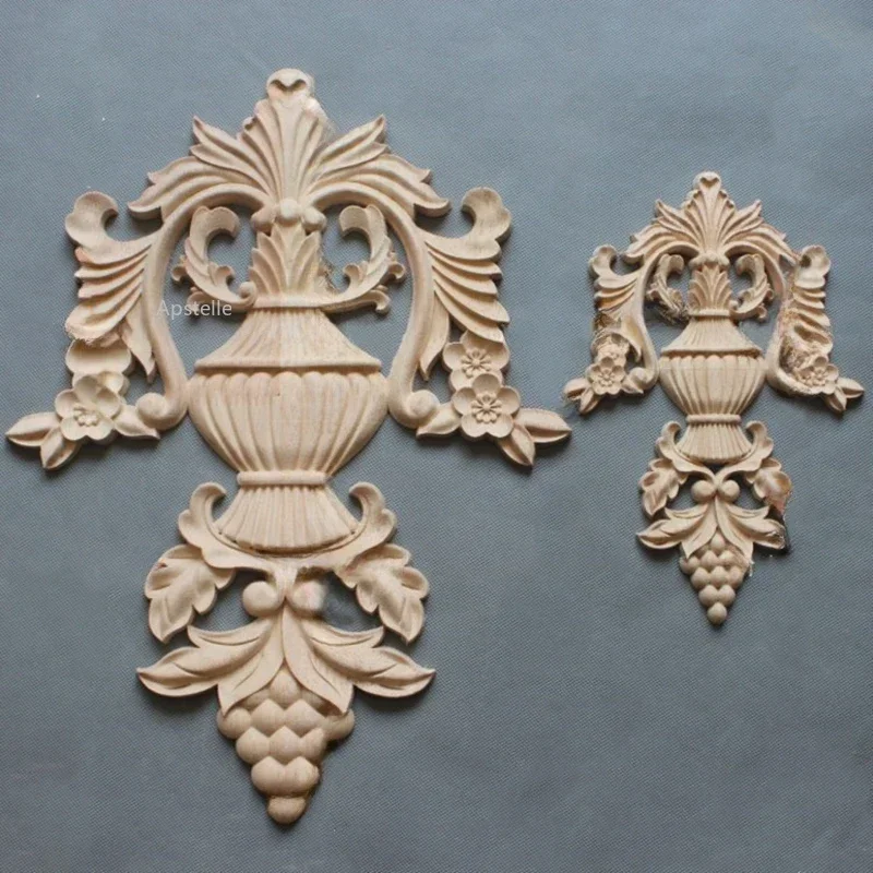 European Style Home Decoration Accessories Solid Wood Carved Door Cabinet Door Center Patch Flower Wholesale