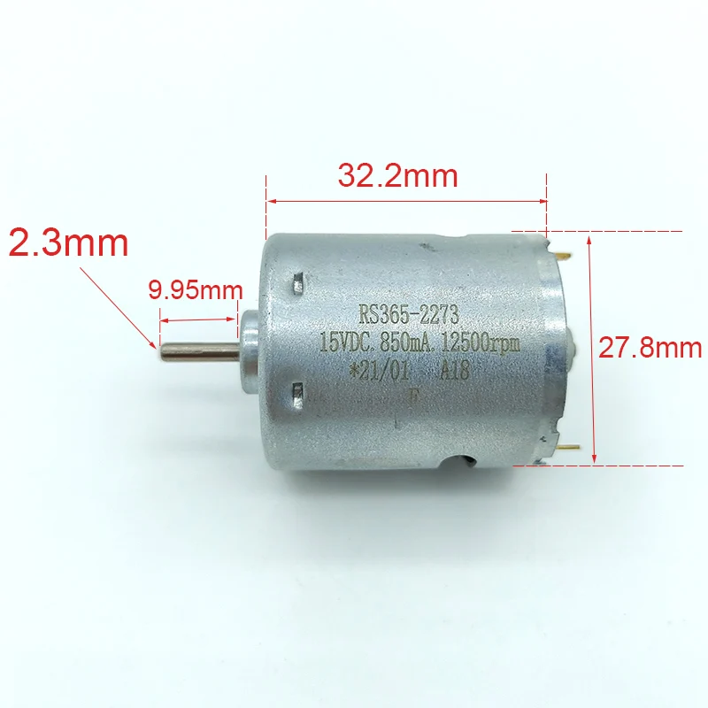 365 Micro DC Motor 12V-18V 15V High Speed 11300rpm-17500rpm Ball Bearing Carbon Brush Electric DIY Model Engine Fan